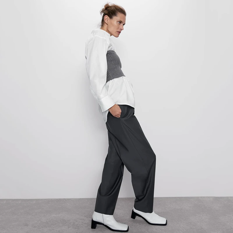 Женский укороченный топ без рукавов ZA повседневный эластичный вязаный жилет