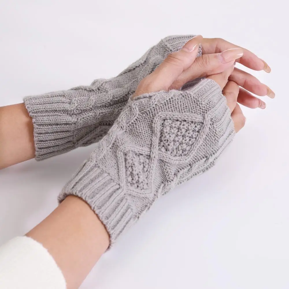 

Cable Knit Women's Wrist Warmer Hand Warmers Fingerless Gloves Crochet Warm Glove Thumb Hole Gloves