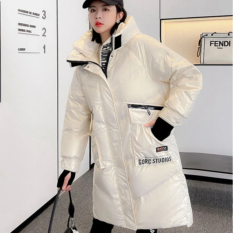 High Quality Coat 2023New Fashion Medium Length Thick Women Down Jacket Winter White Duck Down Hooded Women Down Jacket NBH265