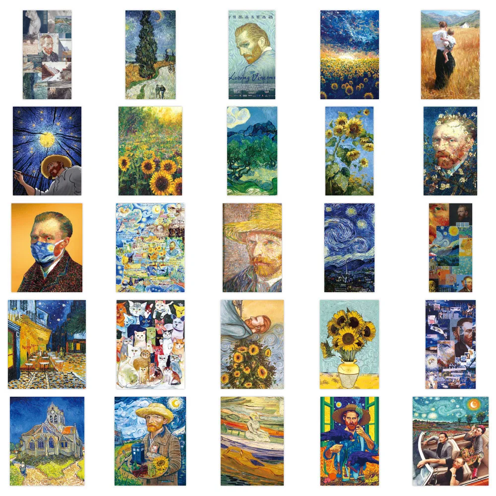 103054pcs oil painting art van gogh graffiti stickers aesthetic decals laptop phone luggage guitar fridge sticker for kids toy free global shipping