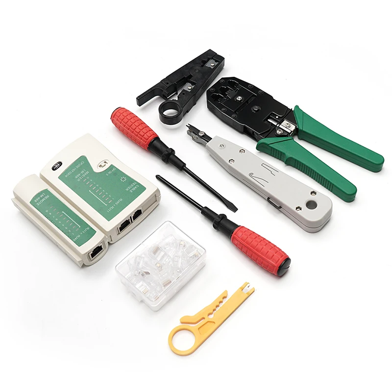 

HOT-Network Cable Repair Maintenance Tool Kit ,Portable Phone Cable Crimper, Cable Tester Network Cable Crimper Repair Kit