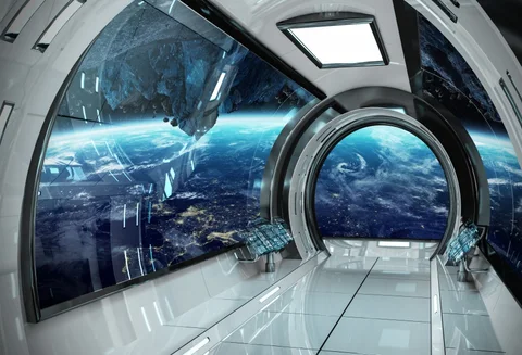 Космический корабль научная фантастика кабинет планеты фото фон Вселенная Космос капсулы интерьер фотография фон для фотостудии