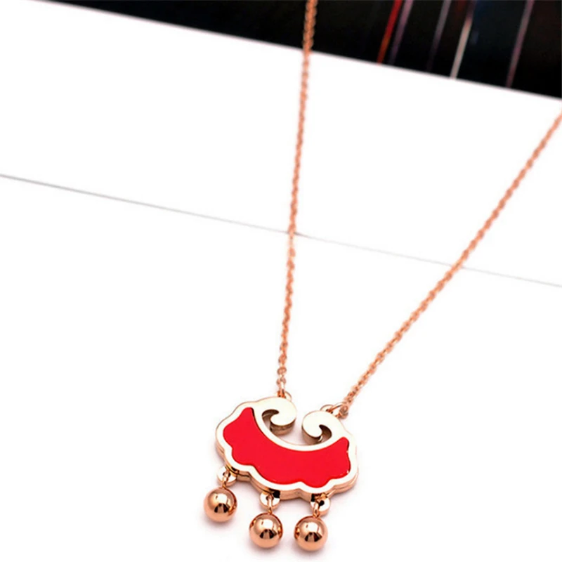 

High Quality Exquisite Craftsmanship Good Life Longevity Lock Neck Choker Necklaces Tibetan Lucky Bell Cloud Women Girls