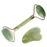 natural jade roller for face massage tool set therapy facial roller with double neck slimming massager