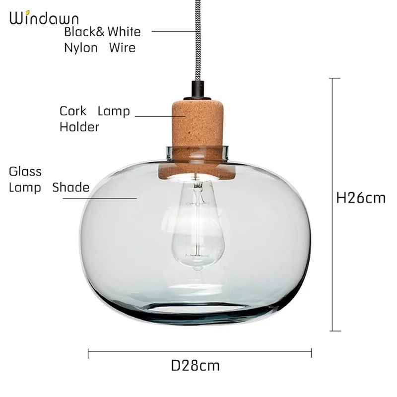 Windawn Nordic Pendant Lights Glass Ceiling Lamp Cork Hanging Classics Hotel Dining Room Bedroom For | Освещение