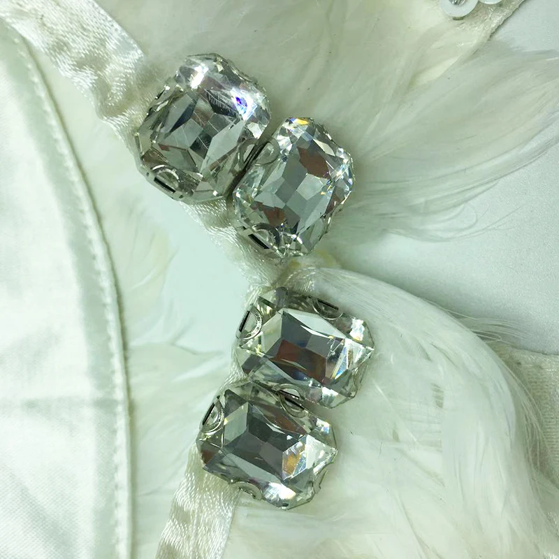 Осенне-зимний женский модный съемный воротник стразы с перьями дизайнерский