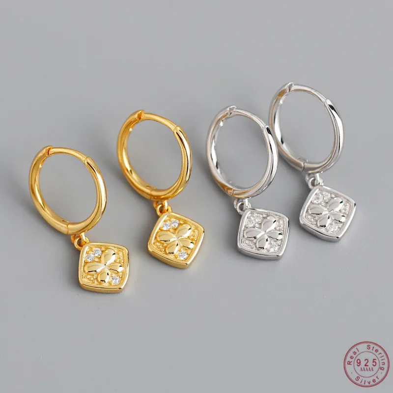 Женские серьги подвески из серебра 925 пробы с круглым и квадратным