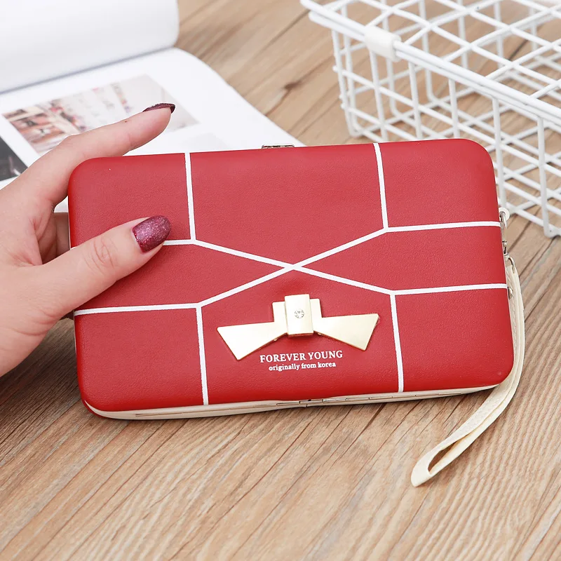 

Geometric Pattern Box Case Hasp Wallet Billfold Women Phone Case Coin Pocket Change Purse Credit Bank ID Card Holders Hand Bag