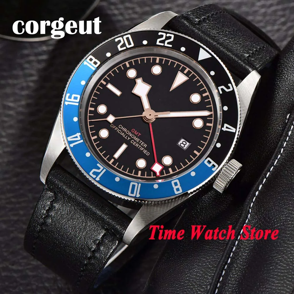 Роскошные мужские часы 41 мм черный стерильный циферблат светящийся сапфировое