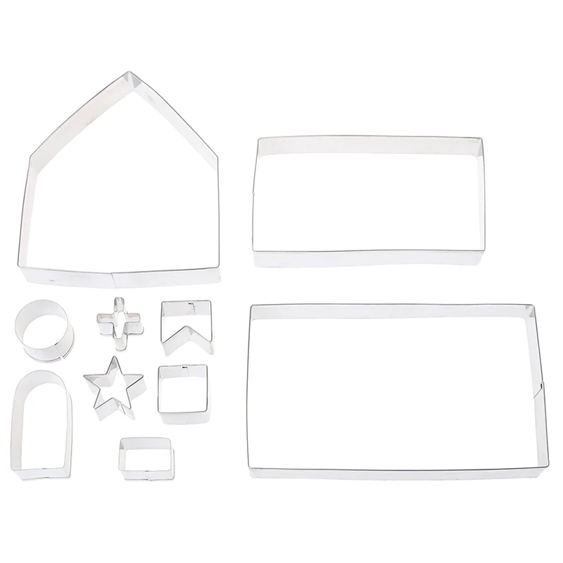 10 шт. Нержавеющая сталь 3D пряничный домик Рождественский сценарий набор резаков