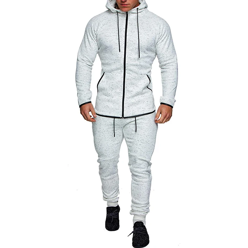 

Men's Tracksuit Sportswear Sweatshirt +Sweatpants Jogger Casual Hooded Print 2 Piece Set Fitness Male Warm 2019 Fashion Clothing