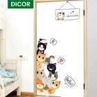 Милая мультяшная наклейка на дверь, добро пожаловать, наклейка на холодильник, котенок, фото, настенная бумага на стену, домашний декор, современная настенная бумага, Настенная бумага QT1820KJ
