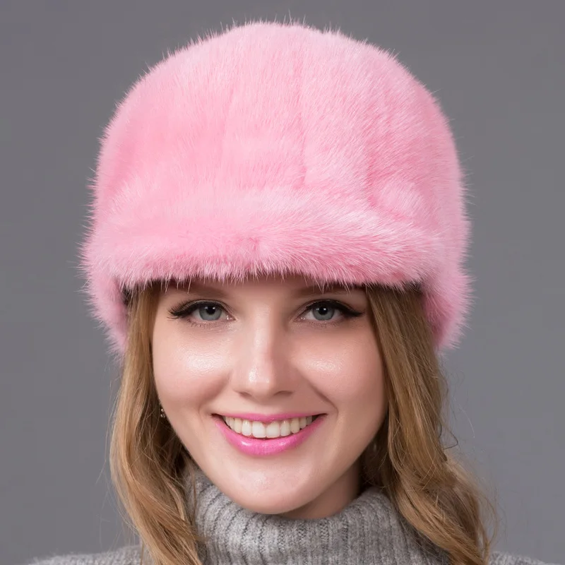 2021 Winter Foreign Trade New High-quality Mink Fur Hat Fashion Versatile Duck Tongue Hat Knight Cap Outdoor Solid Casual Visors