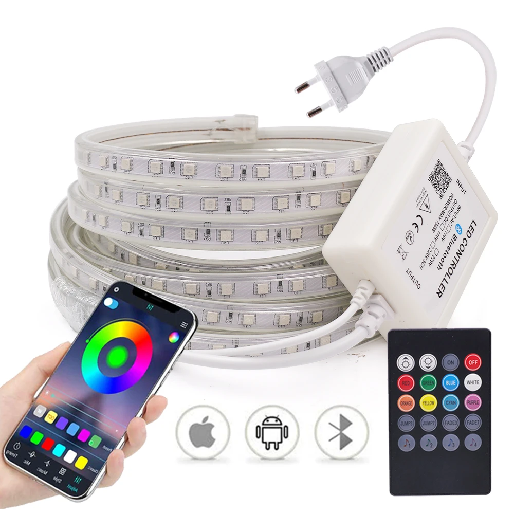 Светодиодный светильник 110 В 220 SMD 5050 60 дюймов s/m водонепроницаемый RGB светодиодный
