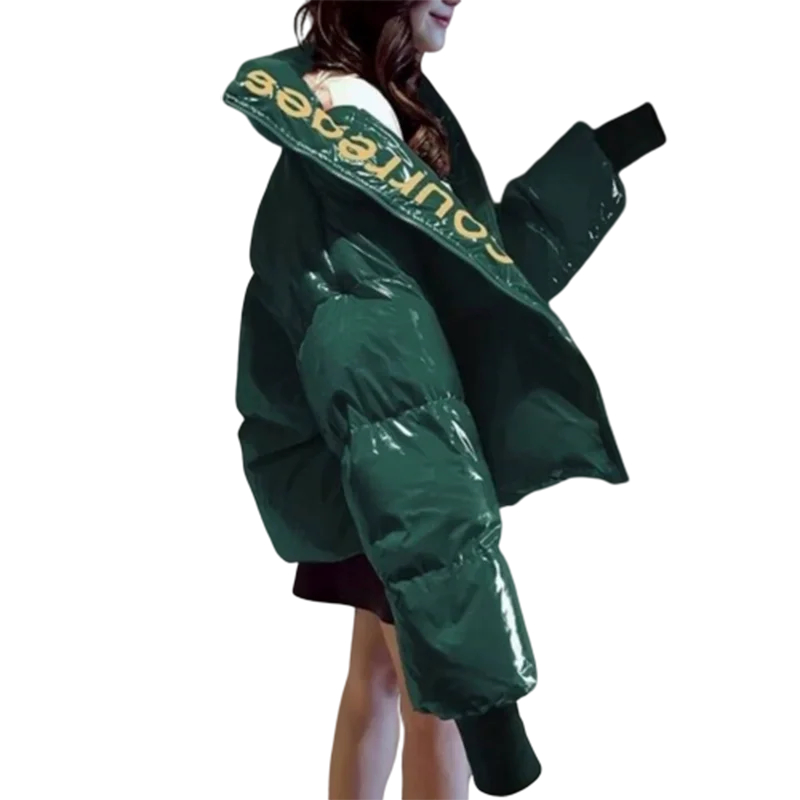 Новая зимняя Женская парка с Вышивкой Букв водолазка 2021 куртка короткие пальто