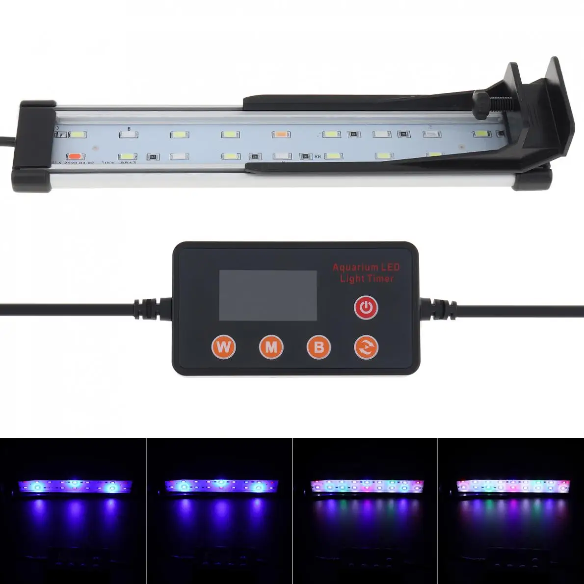 

22-72CM Digital Display Adjustable Color Timed LED Fish Tank Lamp with Extendable Bracket for Aquarium Overhead Light