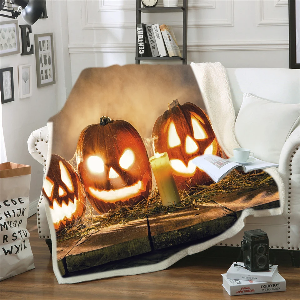 Хэллоуин плюшевые пледы Одеяло для взрослых из ткани шерпа дизайн покрывало