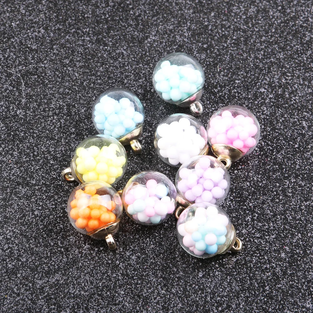 10 шт. Цвет конфеты пузырь прозрачная стеклянная круглая бутылка 15*20 мм Подвески