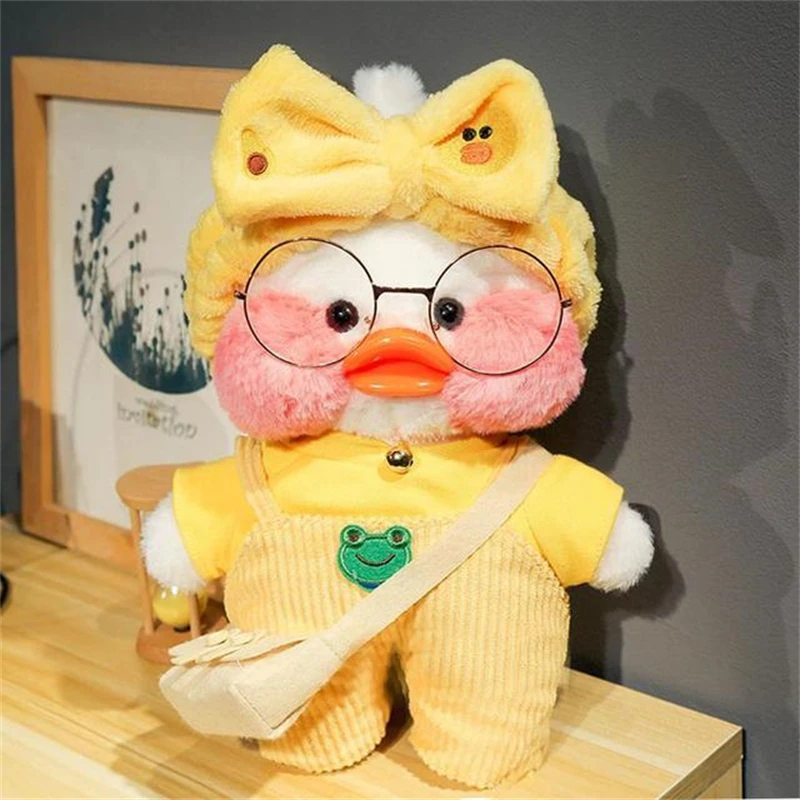

30cm Stuffed Soft Cute Popular Lalafanfan Ducks Hair Band Style Plush Toys Animals Doll For Girls Kids Surprise Birthday Gifts