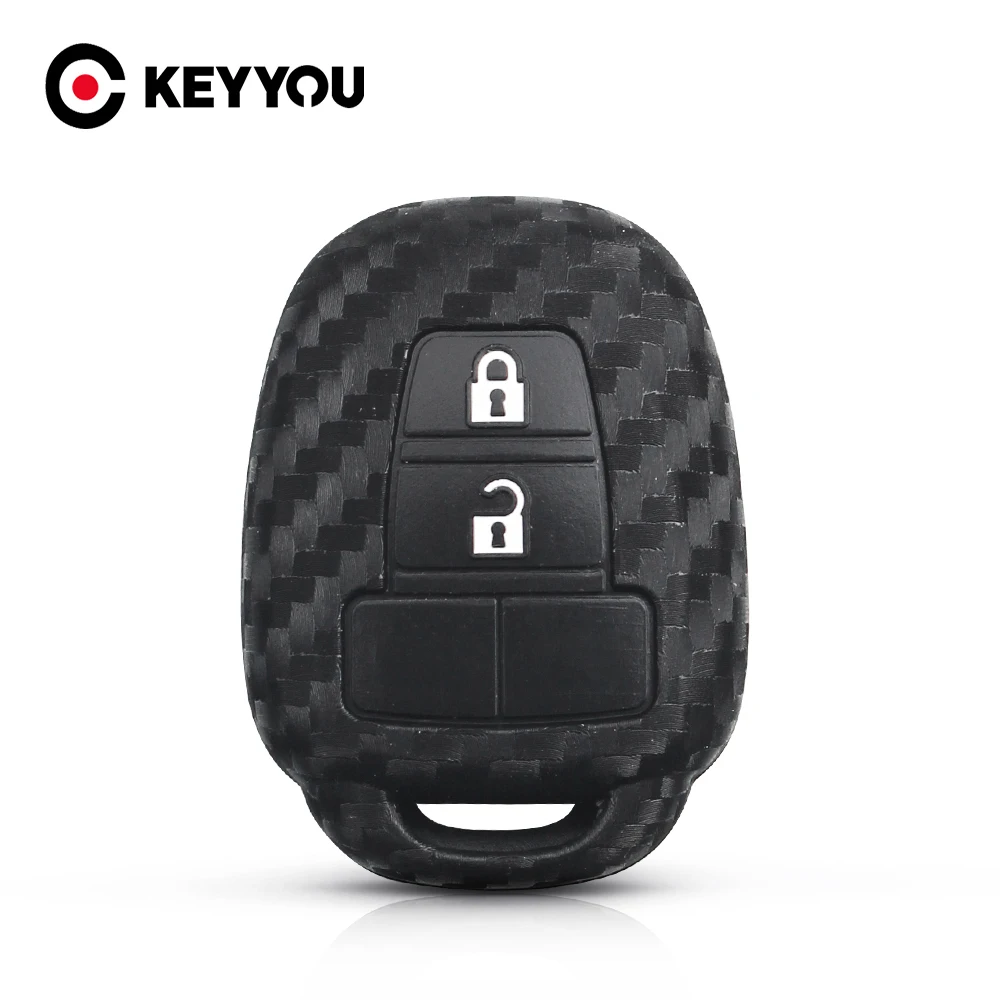 

Чехол для автомобильного ключа KEYYOU для Toyota CAMRY 2012, 2013, 2014, 2015, Corolla 2014, 2015, силиконовый чехол из углеродного волокна, защитный чехол с 2 кнопками