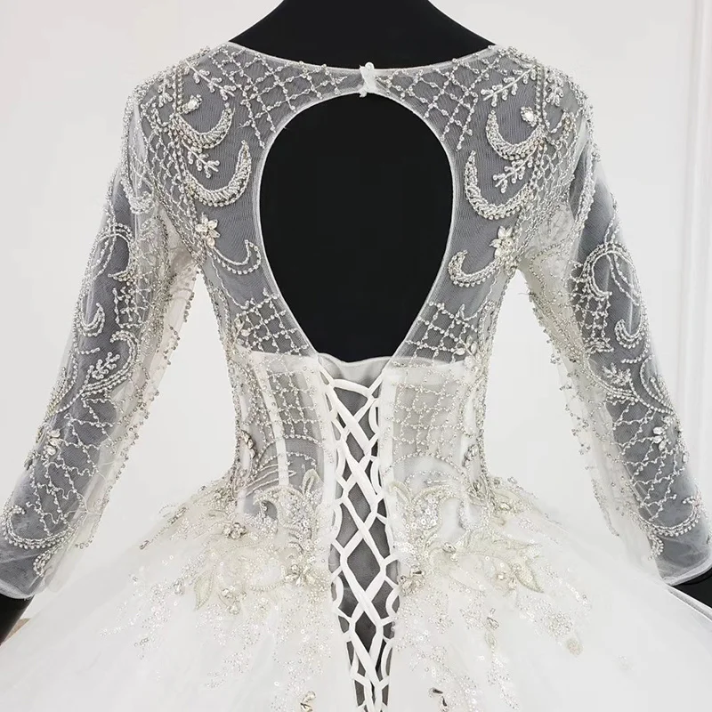 

Wedding dresses BLG1101 beautiful long sleeve sexy beaded wedding dress bridal gowns long tail wedding