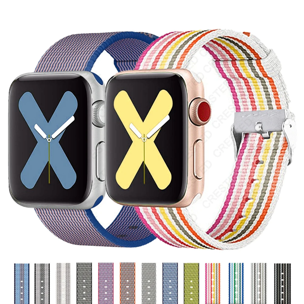 

nylon strap for apple watch band 44 mm 40mm correa iwatch 38mm 42mm Weave Bracelet watchband Accessories for series 5 4 3 2 44mm