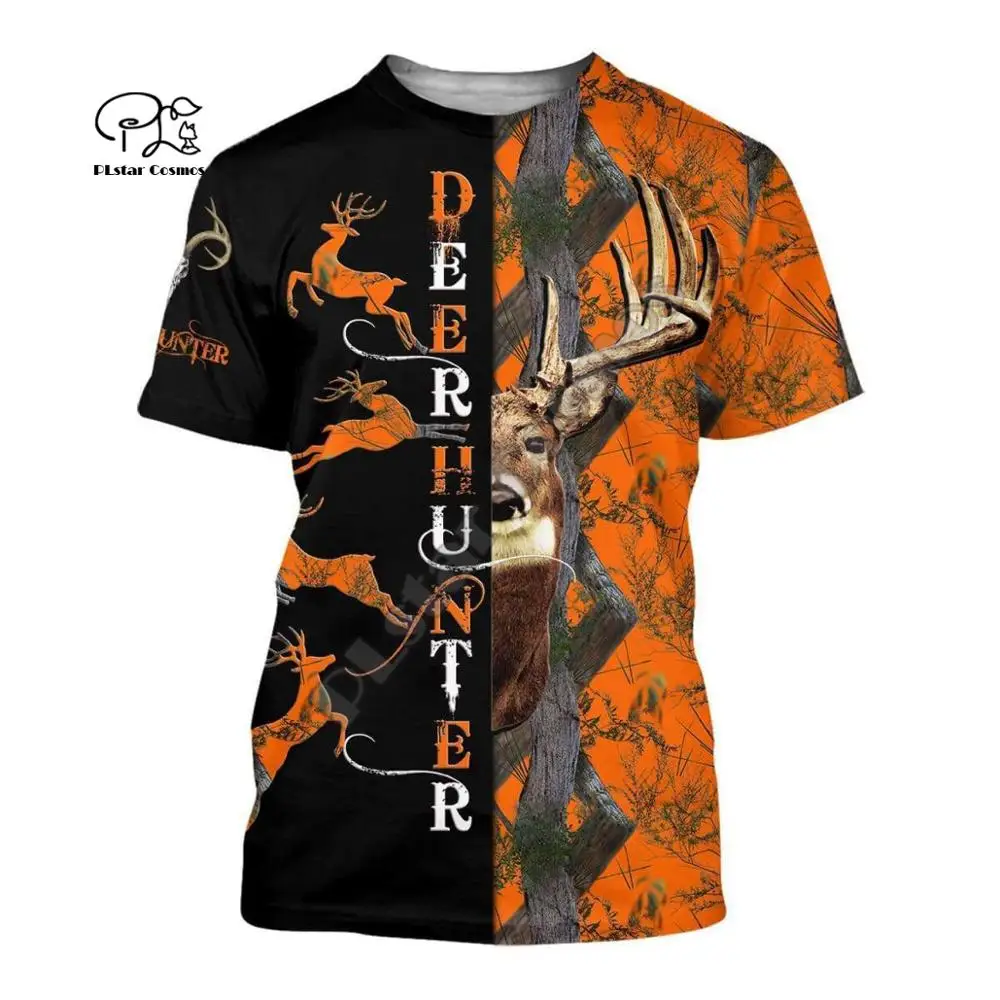

PLstar Cosmos 2020Newest Camo Bow Deer Hunting Animal Hunter Tattoo 3DPrint Unisex Summer Casual Tees Short Sleeve T-shirts S-4