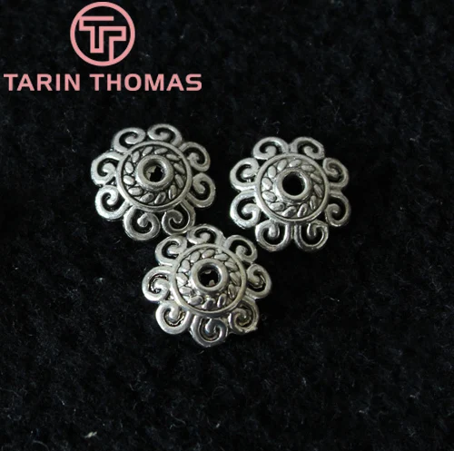 

Fashion Jewelry Findings,Accessories,Vintage charm,Alloy Antique Silver 12MM Flower Hat&Bead Caps Curl cloud 100PCS