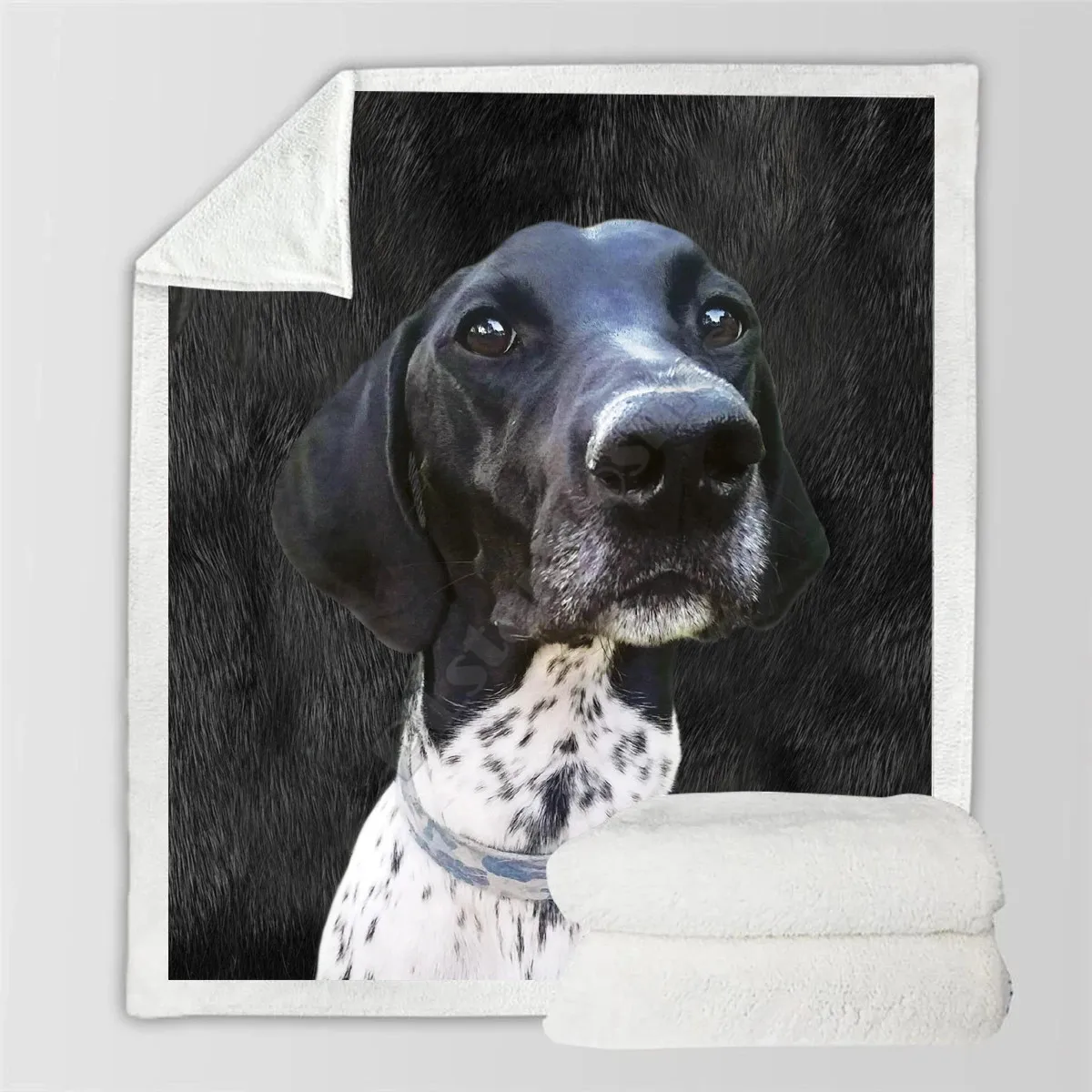 

German Short Hair Pointer Cozy Premium Fleece Blanket 3D Printed Sherpa Blanket on Bed Home Textiles 02
