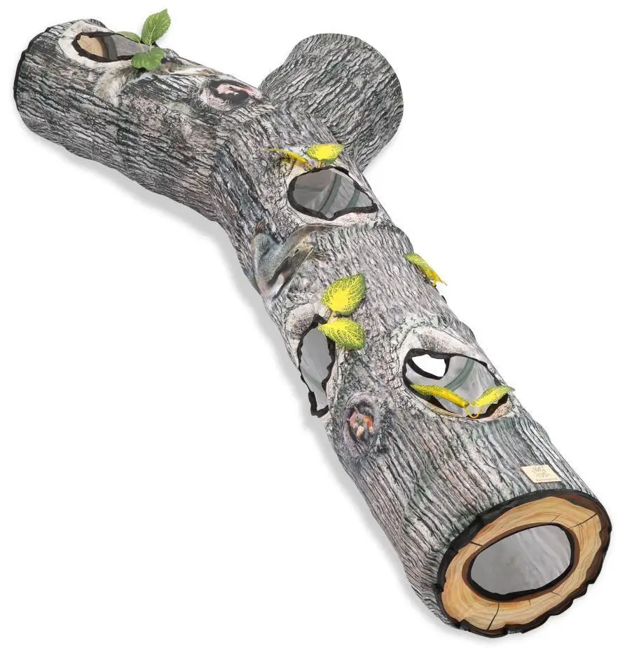 

Tree Pattern Cat Tunnel Toy Collapsible Space-saving Pet Educational Training Scratching Cave Bed