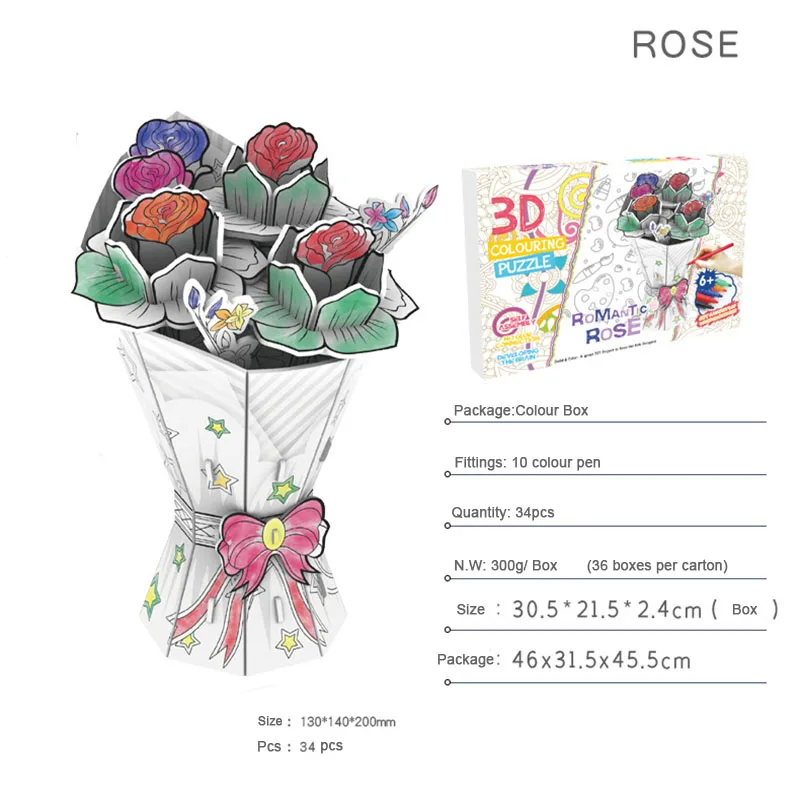 

3D Coloring Puzzle Set, Arts and Crafts for Girls and Boys Age 6 Year Old Fun Educational Painting Crafts Kit with Supplies