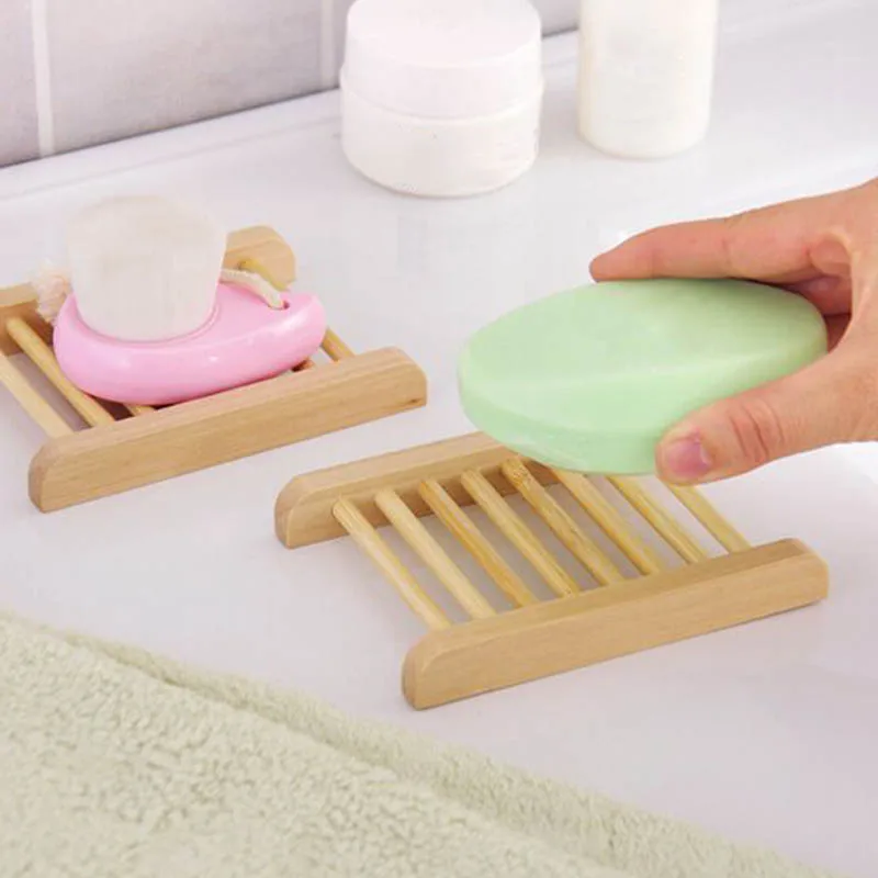 

Natural Wood Soap Dish Bathroom Accessories Home Storage Organizer Bath Shower Plate Durable Portable Soap Tray Holder 1PC