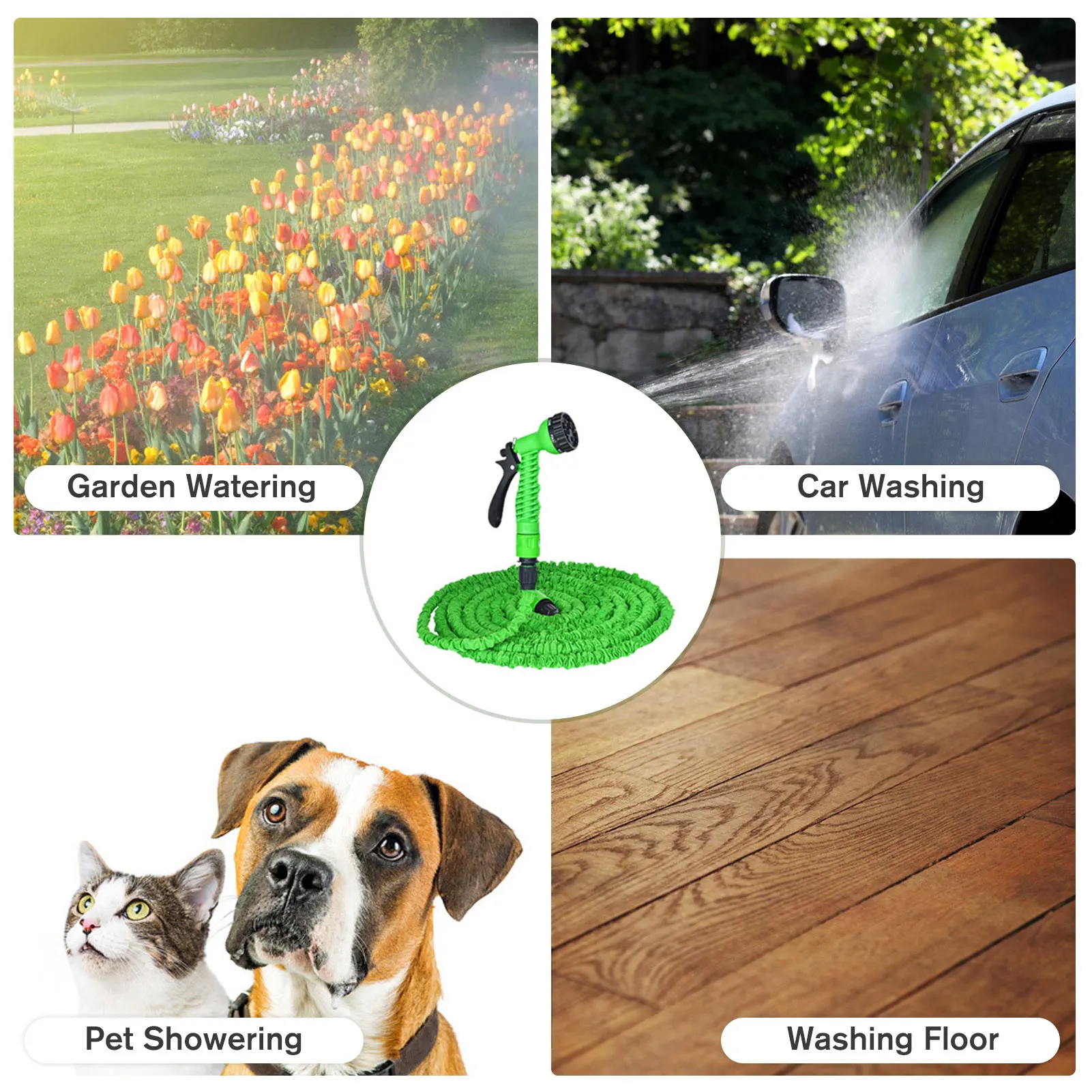 

Garden Hoses for Outdoors 50 Feet Expandable Water Hose Flexible Lawn Hose with Connector for Car Washing Garden Watering