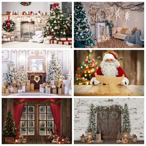 Laeacco Рождественские фоны для фотосъемки дерево подарок гирлянда для камина свеча в виде медведя фото Фоны Семья портрет фотозонт реквизит