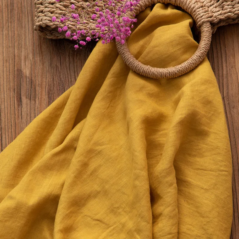 Высокого класса льняная ткань желтая высокого платья брюки рубашки и куртки tissu |