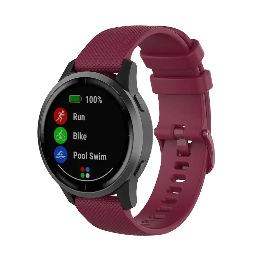 Мягкий силиконовый спортивный ремешок резиновый для Garmin Vivoactive 4 дышащий браслет