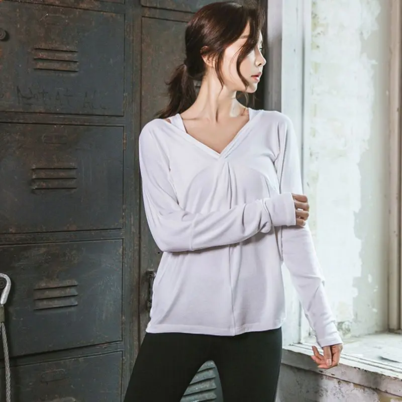

Fitness T-Shirt Women Loose Sexy Slim Backless Yoga Tops Long-Sleeved Girl Running Clothes Blouses Quick-Drying Sportswear