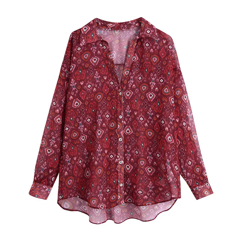 

Women Casual Autumn Shirts Blouses Tops 2021 Floral Print Full Sleeve V-Neck Female Fashion Street Top Blusas BB4175