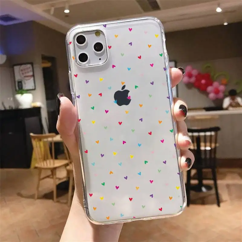 

Love heart lovely bling Phone Case Transparent soft For iphone 5 5s 5c se 6 6s 7 8 11 12 plus mini x xs xr pro max