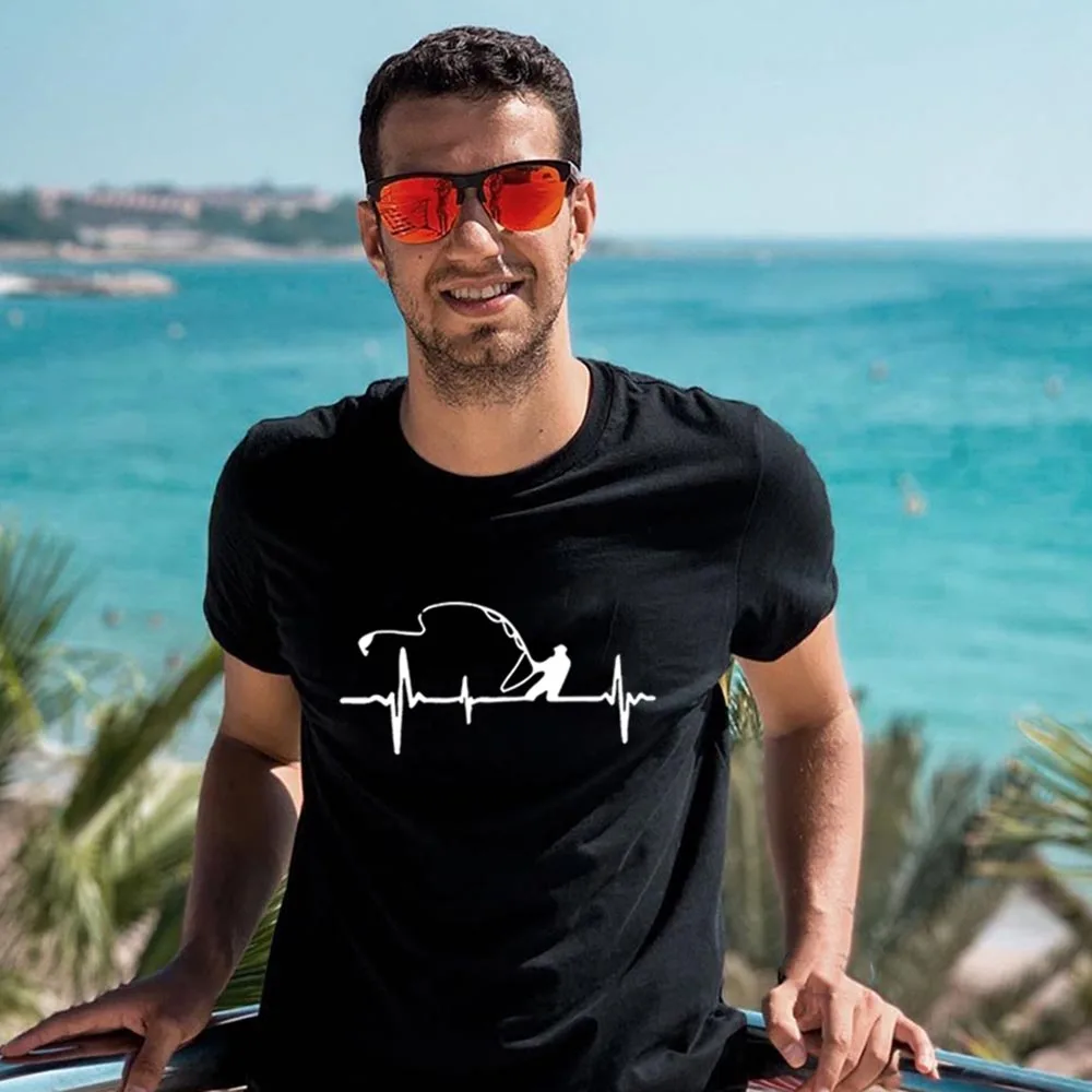 

Модные спасательный круг сердцебиение принт для мужчин футболка Топы с графическим принтом футболки для девочек уличная рыбы Lover случайный подарок для друга летняя футболка