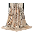 Модные шарфы для женщин, шаль с принтом, Шелковый атласный шарф, женский, 90x90 см, роскошный бренд, квадратный хиджаб, шали, шарфы для женщин