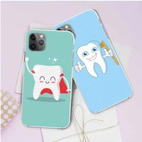 dentist dental dent tooth cute teeth phone case for iphone 5 5s se 2020 6s 7 8 plus x xr xs 11 pro max transparent soft tpu capa
