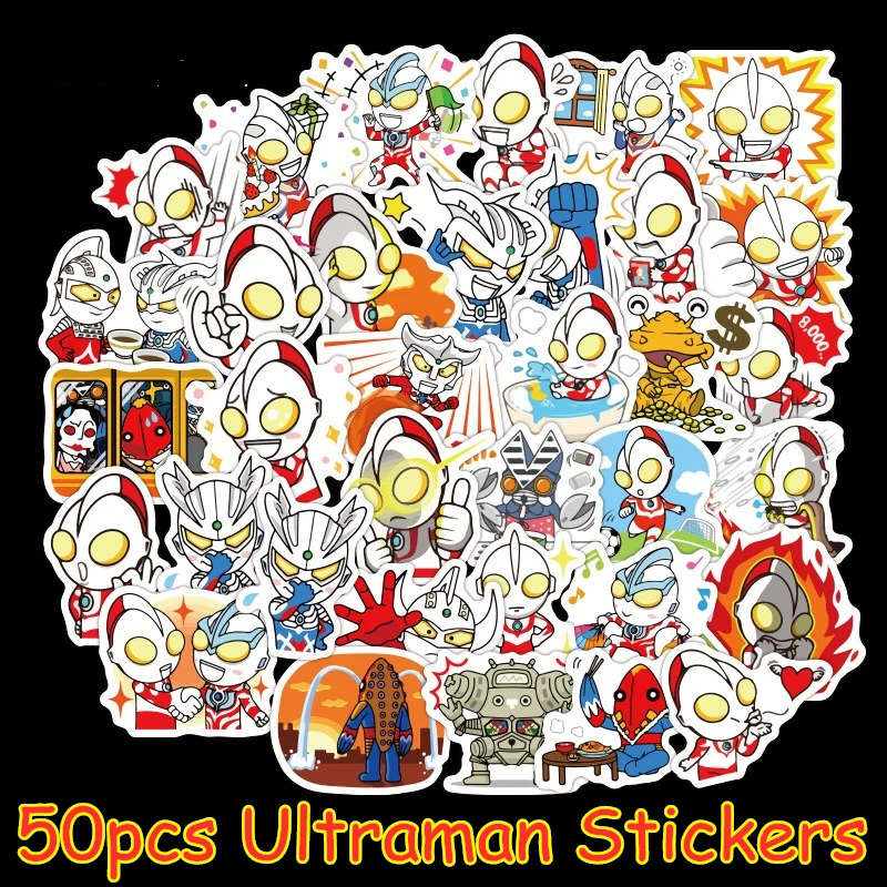 50 шт. Мультяшные ПВХ водостойкие Ultraman наклейки для ноутбука скейтборд Стикеры