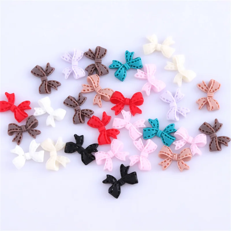 

60PCS Mini Bows Resin Hair Bowknot DIY Craft Supplies Clothes Loose Bead Accessories Nail Materials Phone Shell Patch Decorate