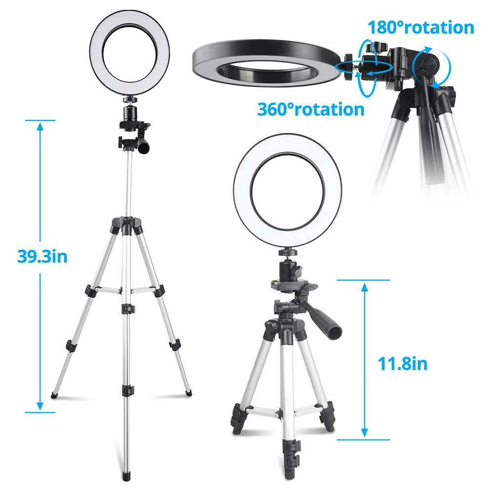 Колпак 6-дюймовый светодиодный кольцевой светильник с растягивающейся