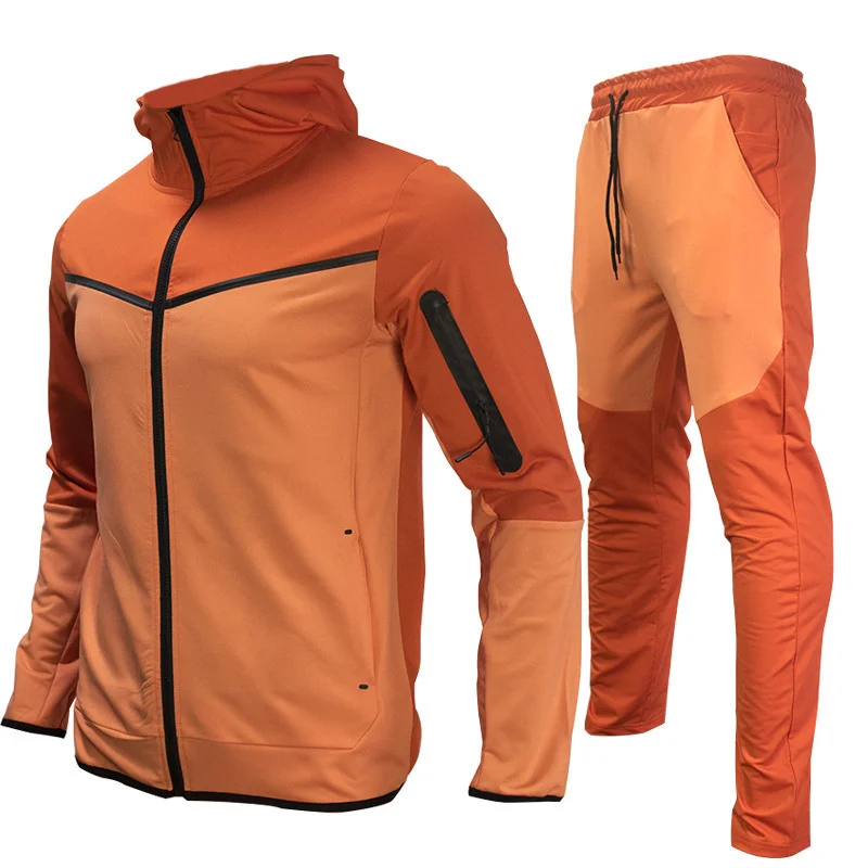 

2 pieces sets men Autumn Winter Casual Solid Sets Stripe Tracksuits Sportswear Sweatshirt Pants Jogging Clothes Sports Suit Trac