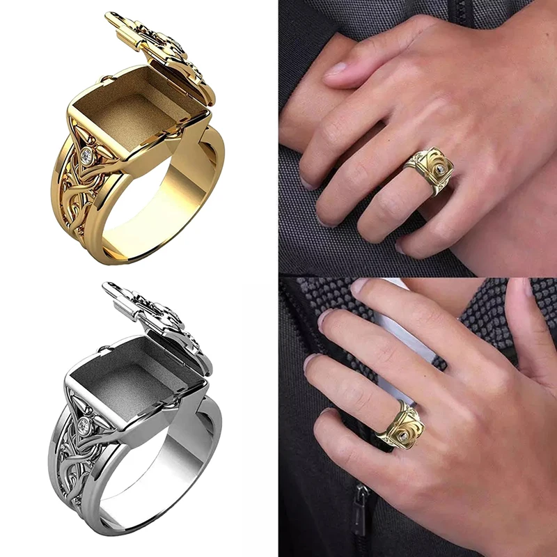 Gorgeous Stainless Steel Band With Classic Gold Tone Men's Jewelry Hot Fashion Men's Club Pinky Signet Ring Anniversary Gift