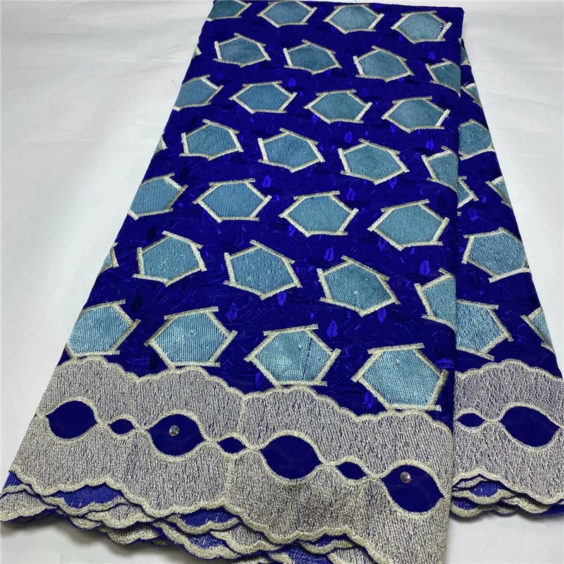 

5 Yard Swiss Fabric 2021 Latest Heavy Beaded Embroidery African 100% Cotton Voile Lace Popular Dubai Style For wedding Party 4L9