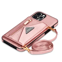 zipper wallet for iphone 13 pro max 12 mini 11 x xr xs 7 8 plus case with card holder lanyard strap crossbody leather cover