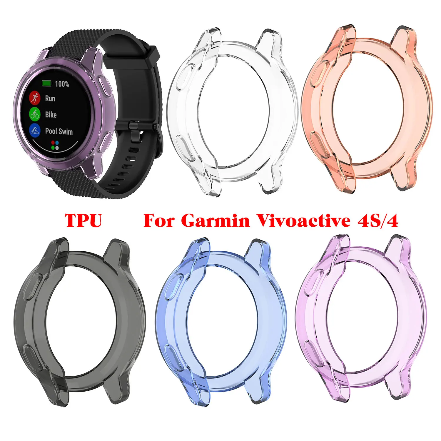 

LYQSTA TPU Replace Protector Case Silicone Full Cover For Garmin Vivoactive 4/4S SmartWatch Accessories Protective Shell Fashion